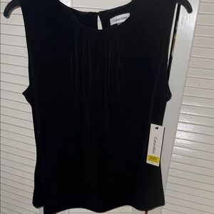 Calvin Klein Black Sleeveless Pleated Blouse NWT Size 12